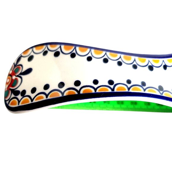 Dash Of That Ceramic Spoon Rest White Floral Design Large Ladle Size Earthenware - Picture 7 of 10